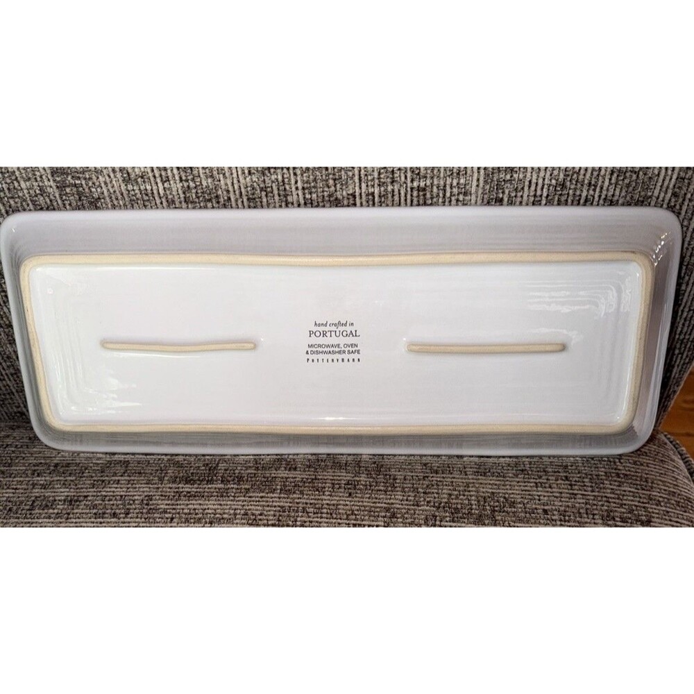 Pottery Barn Gabriella Stoneware Rectangle Serving Platter  White 15"